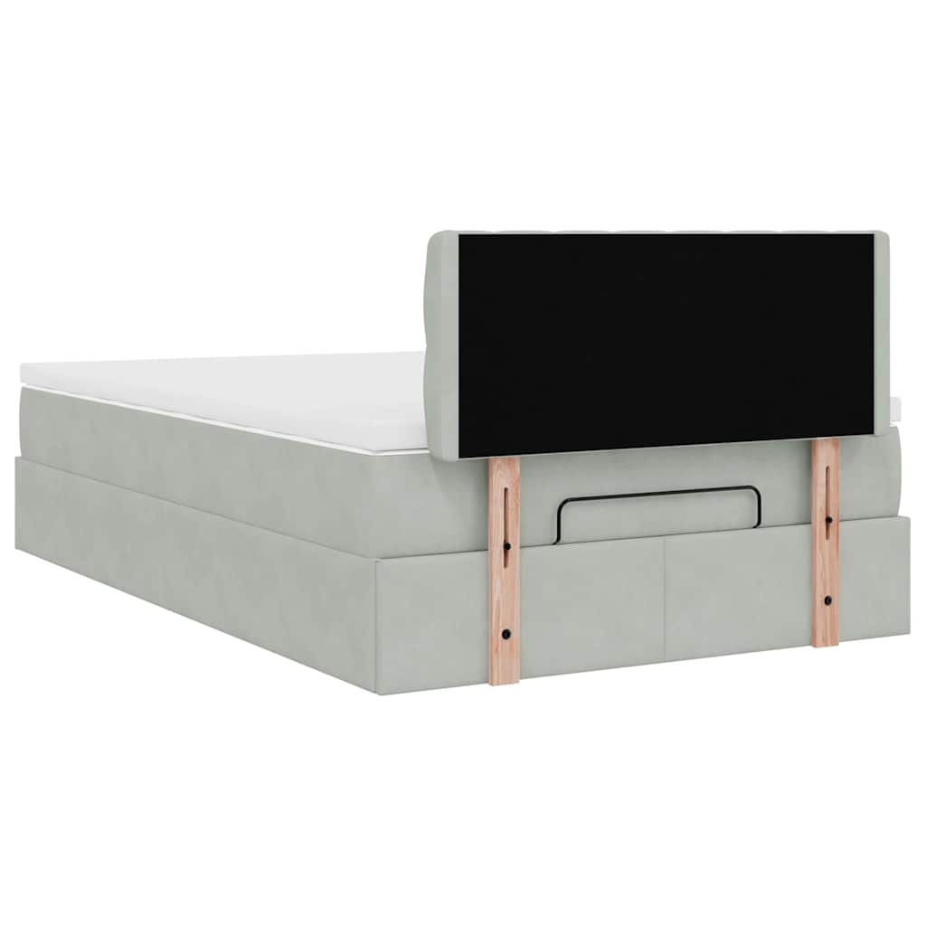 Ottoman bed met matras 120x200 cm fluweel lichtgrijs is nu te koop bij PeponiXL, paradijselijk wonen!