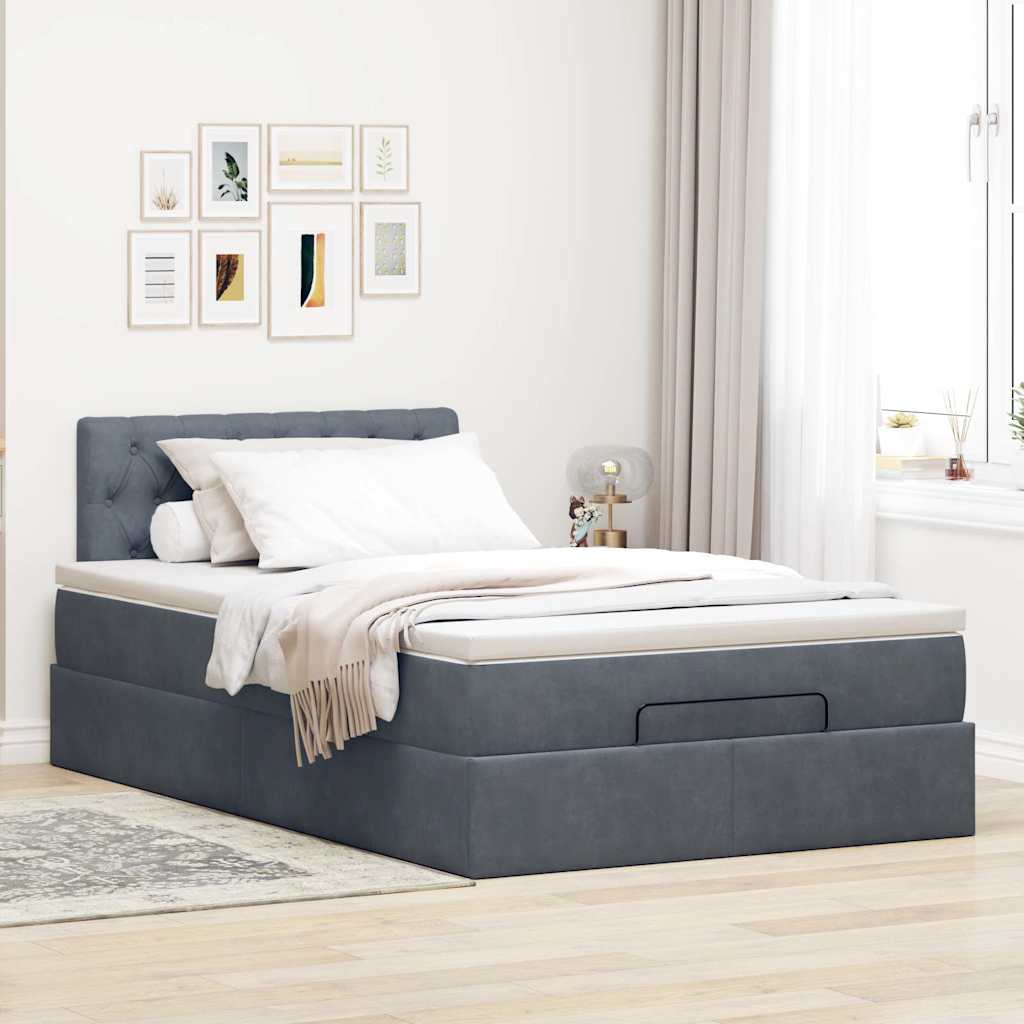 Ottoman bed met matras 120x200cm fluweel donkergrijs is nu te koop bij PeponiXL, paradijselijk wonen!