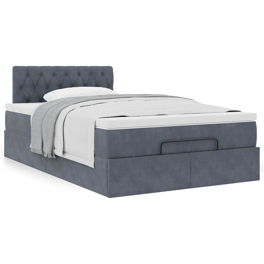 Ottoman bed met matras 120x200cm fluweel donkergrijs is nu te koop bij PeponiXL, paradijselijk wonen!