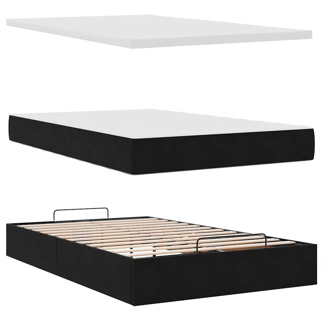 Ottoman bed met matras 120x200cm fluweel zwart is nu te koop bij PeponiXL, paradijselijk wonen!