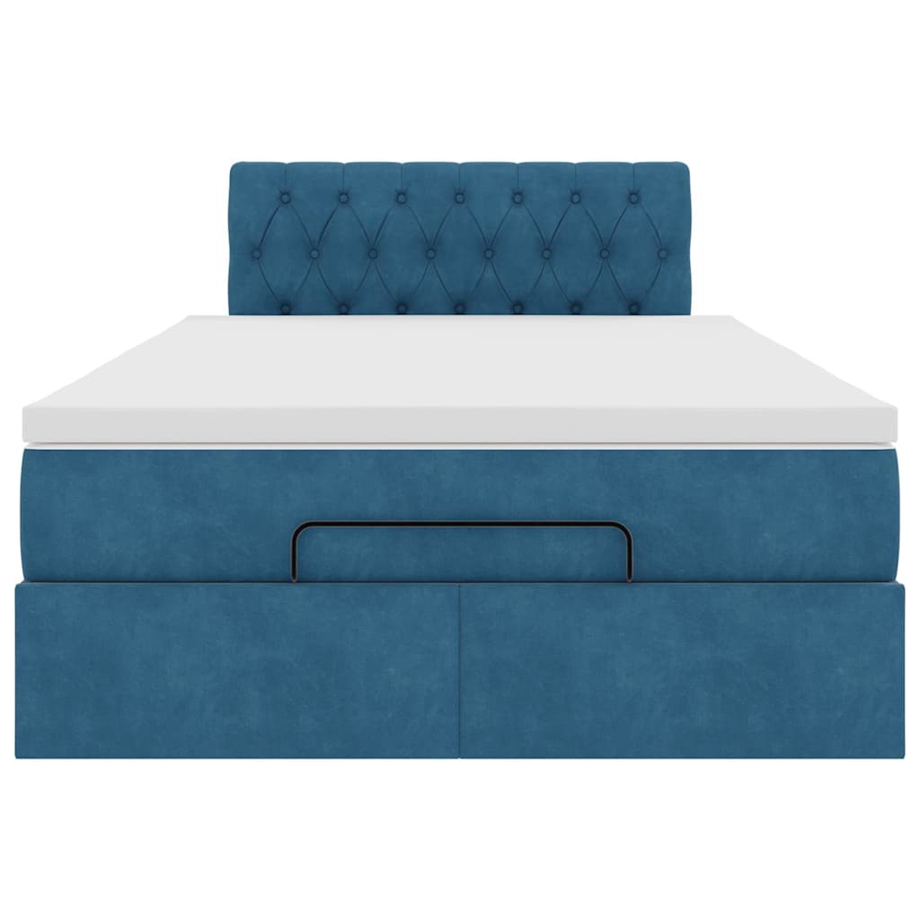 Ottoman bed met matras 120x200cm fluweel donkerblauw is nu te koop bij PeponiXL, paradijselijk wonen!