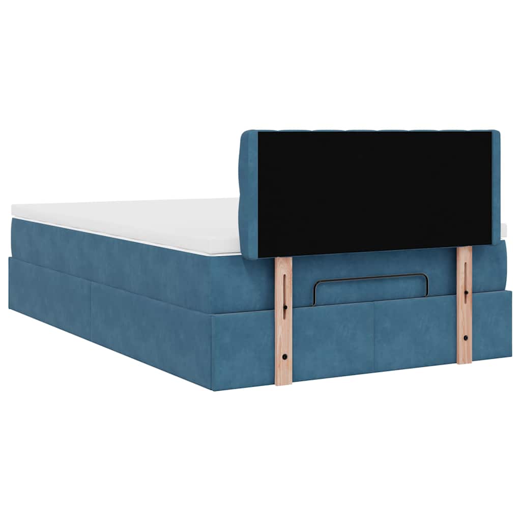 Ottoman bed met matras 120x200cm fluweel donkerblauw is nu te koop bij PeponiXL, paradijselijk wonen!