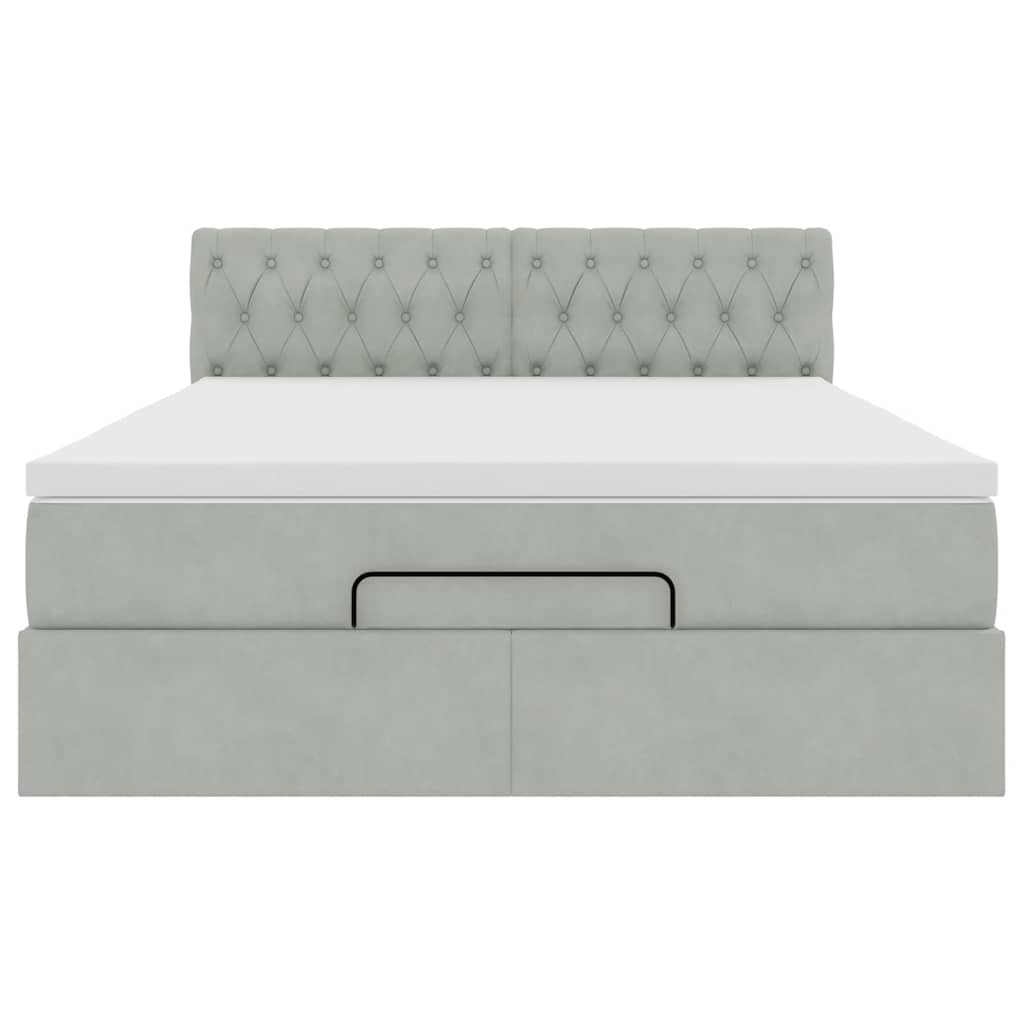 Ottoman bed met matras 140x190cm fluweel lichtgrijs is nu te koop bij PeponiXL, paradijselijk wonen!
