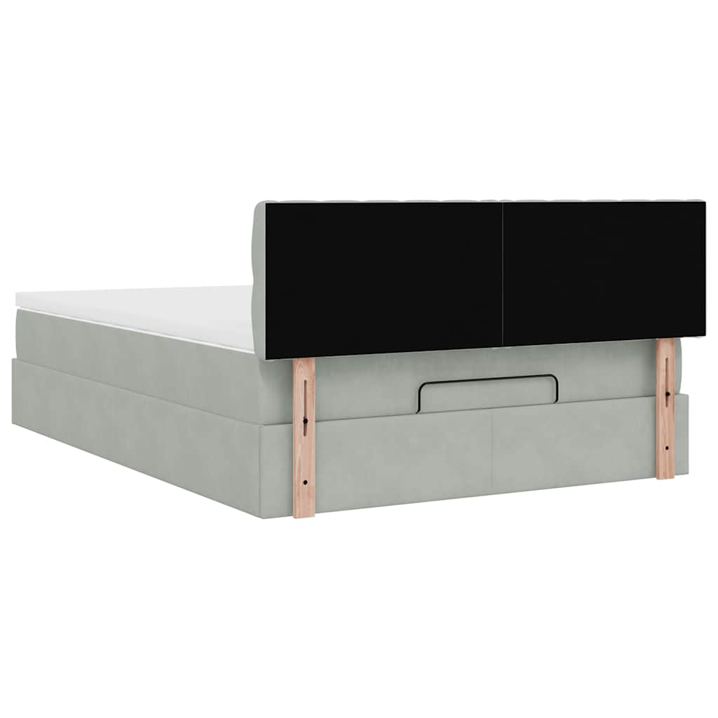 Ottoman bed met matras 140x190cm fluweel lichtgrijs is nu te koop bij PeponiXL, paradijselijk wonen!