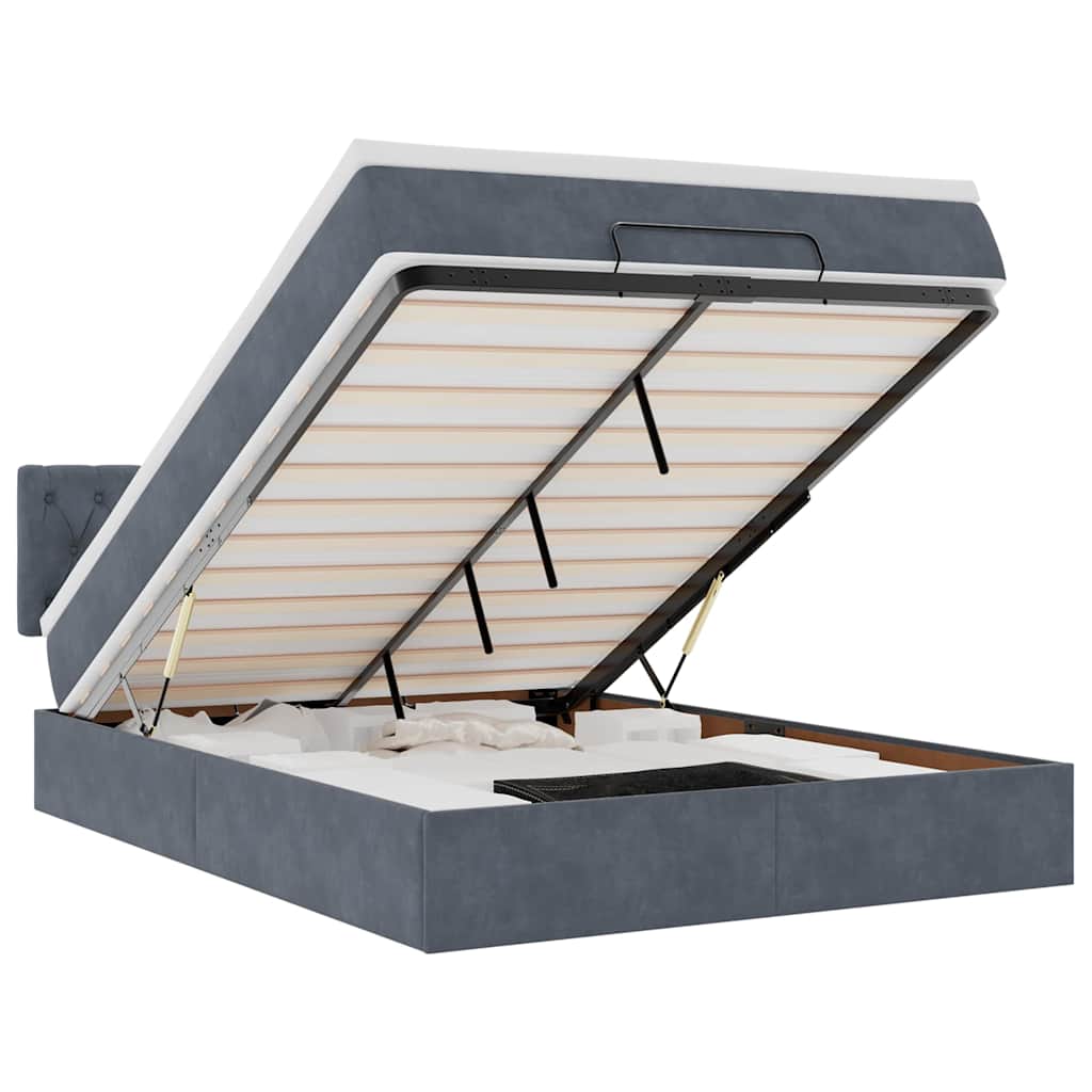Ottoman bed met matras 140x190cm fluweel donkergrijs is nu te koop bij PeponiXL, paradijselijk wonen!