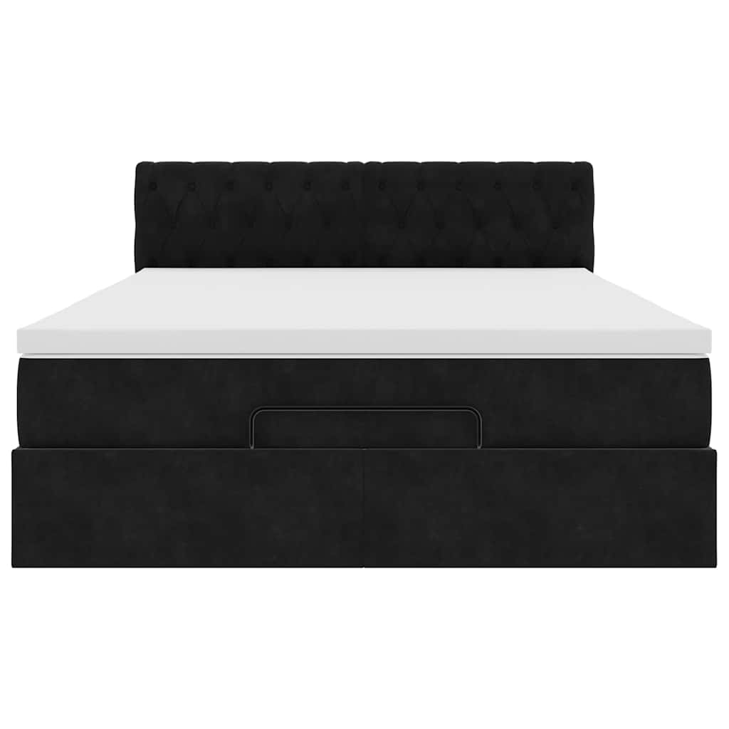 Ottoman bed met matras 140x190cm fluweel zwart is nu te koop bij PeponiXL, paradijselijk wonen!