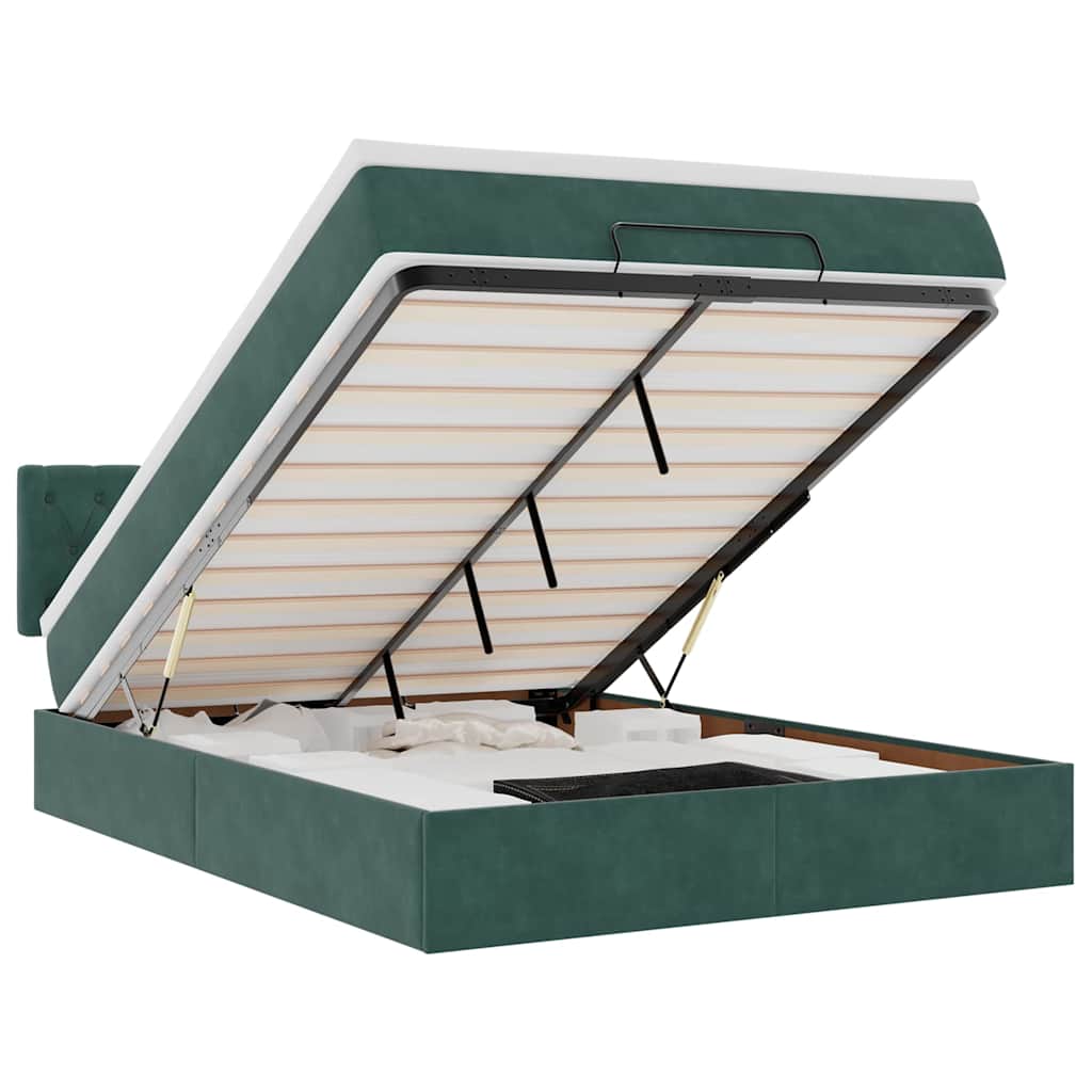 Ottoman bed met matras 140x190cm fluweel donkergroen is nu te koop bij PeponiXL, paradijselijk wonen!