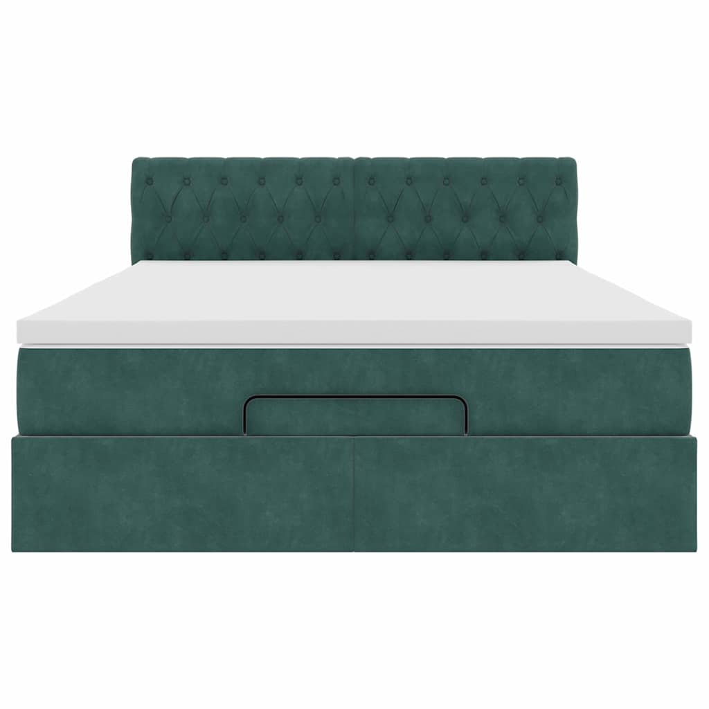Ottoman bed met matras 140x190cm fluweel donkergroen is nu te koop bij PeponiXL, paradijselijk wonen!