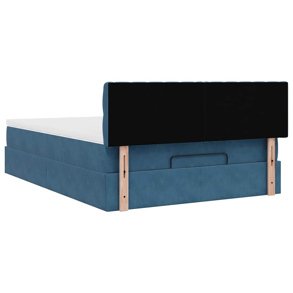Ottoman bed met matras 140x190cm fluweel donkerblauw is nu te koop bij PeponiXL, paradijselijk wonen!