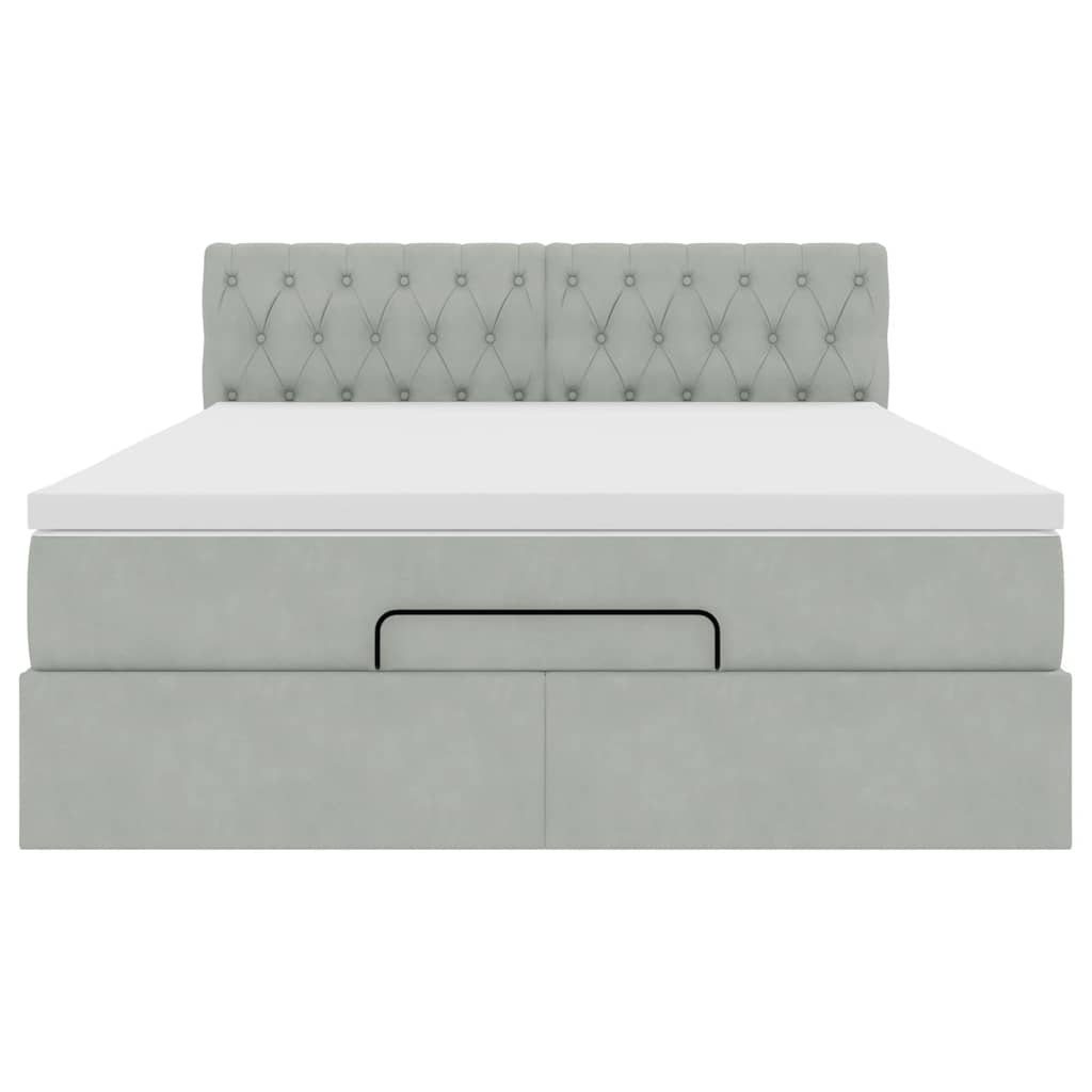 Ottoman bed met matras 140x200cm fluweel lichtgrijs is nu te koop bij PeponiXL, paradijselijk wonen!