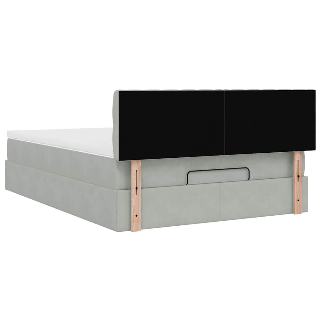 Ottoman bed met matras 140x200cm fluweel lichtgrijs is nu te koop bij PeponiXL, paradijselijk wonen!