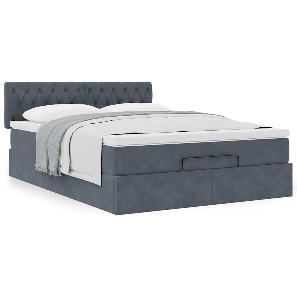 Ottoman bed met matras 140x200cm fluweel donkergrijs is nu te koop bij PeponiXL, paradijselijk wonen!