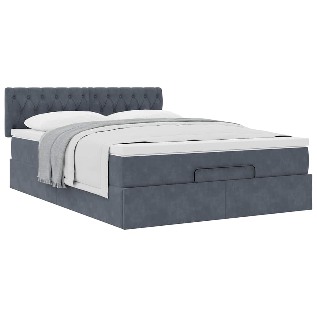 Ottoman bed met matras 140x200cm fluweel donkergrijs is nu te koop bij PeponiXL, paradijselijk wonen!