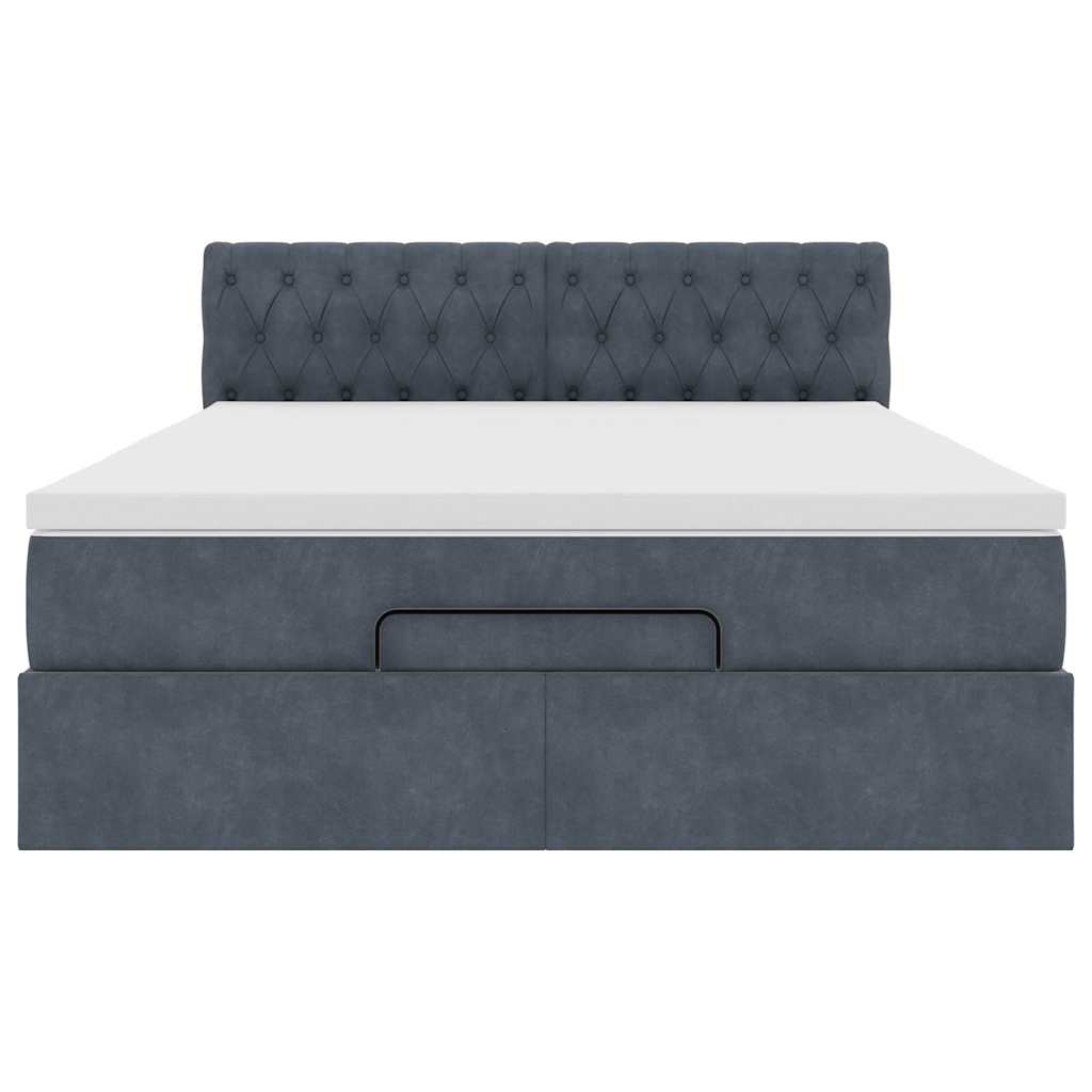 Ottoman bed met matras 140x200cm fluweel donkergrijs is nu te koop bij PeponiXL, paradijselijk wonen!