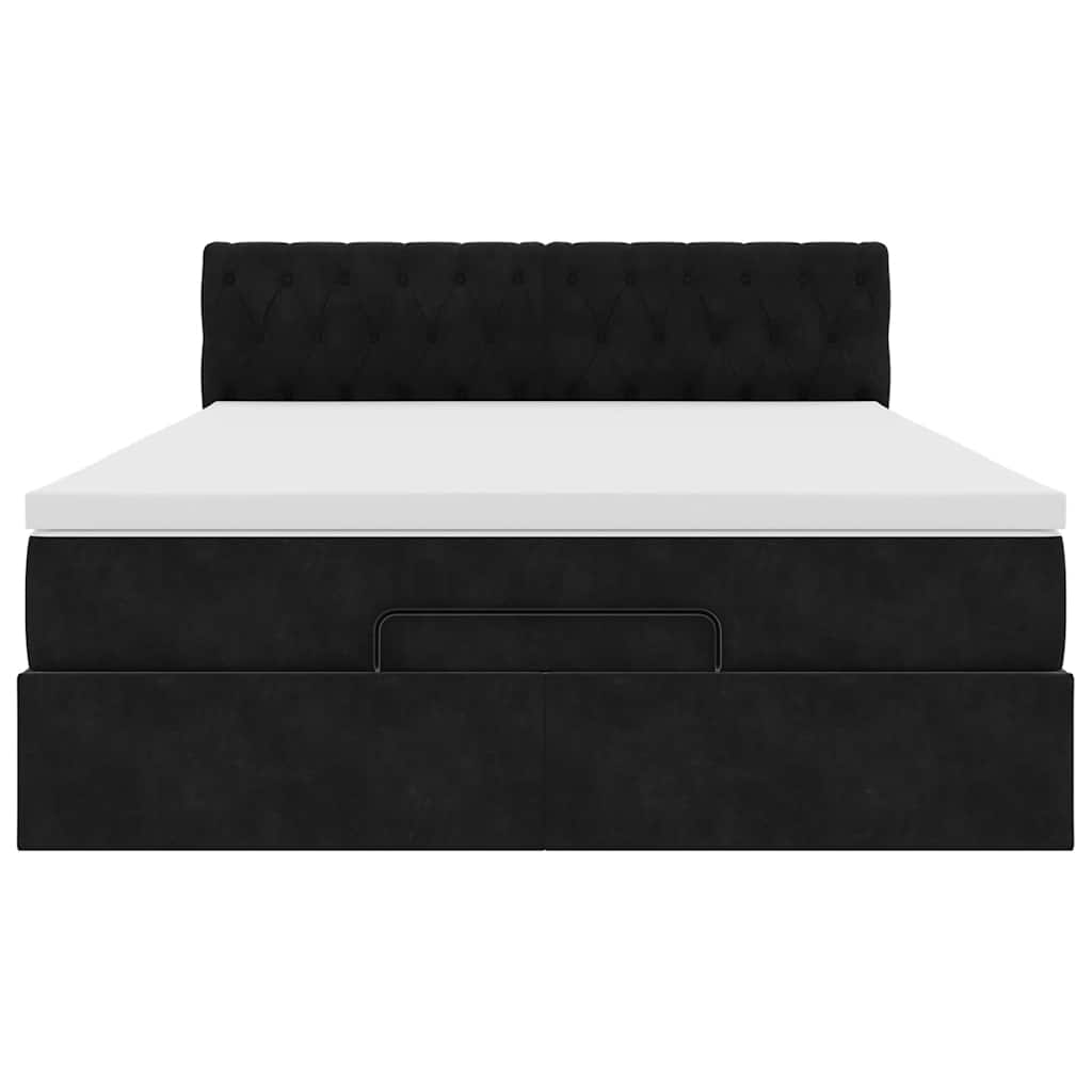 Ottoman bed met matras 140x200cm fluweel zwart is nu te koop bij PeponiXL, paradijselijk wonen!