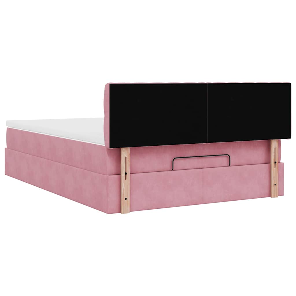 Ottoman bed met matras 140x200cm fluweel roze is nu te koop bij PeponiXL, paradijselijk wonen!