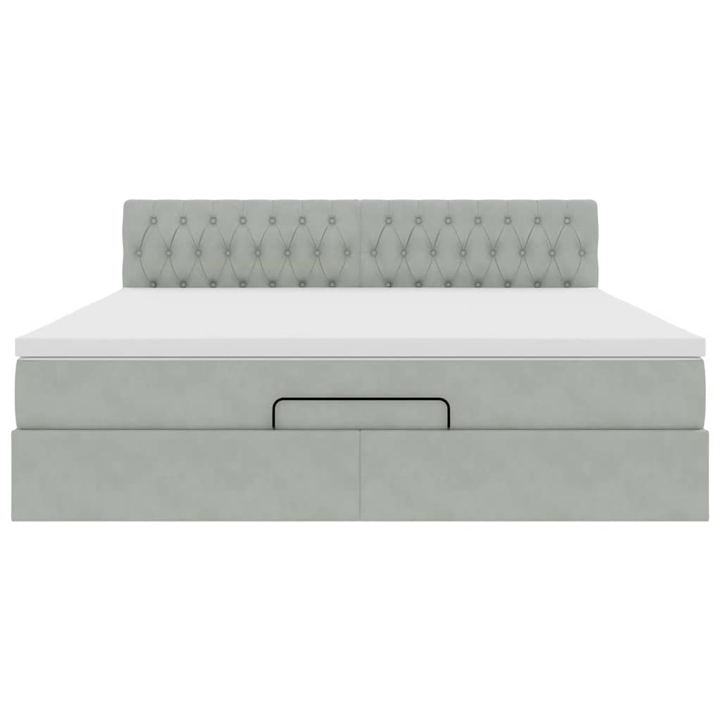 Ottoman bed met matras 160x200cm fluweel lichtgrijs is nu te koop bij PeponiXL, paradijselijk wonen!