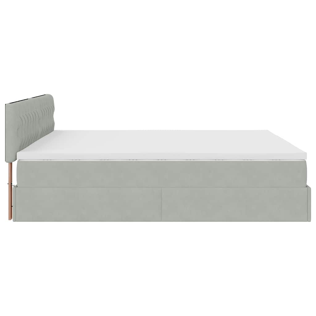 Ottoman bed met matras 160x200cm fluweel lichtgrijs is nu te koop bij PeponiXL, paradijselijk wonen!