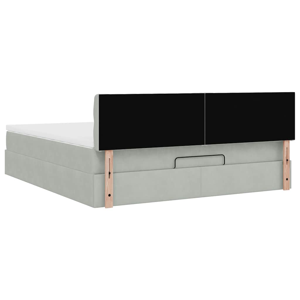 Ottoman bed met matras 160x200cm fluweel lichtgrijs is nu te koop bij PeponiXL, paradijselijk wonen!