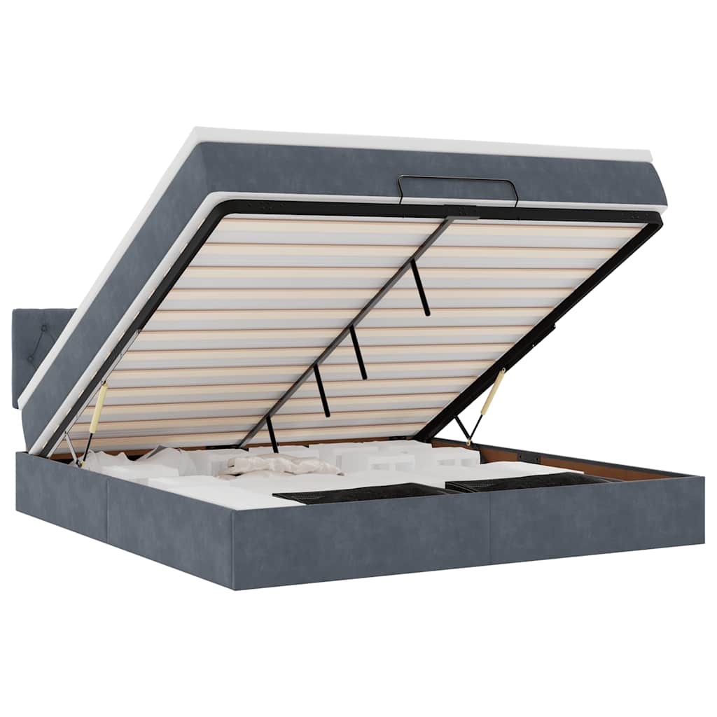 Ottoman bed met matras 160x200cm fluweel donkergrijs is nu te koop bij PeponiXL, paradijselijk wonen!