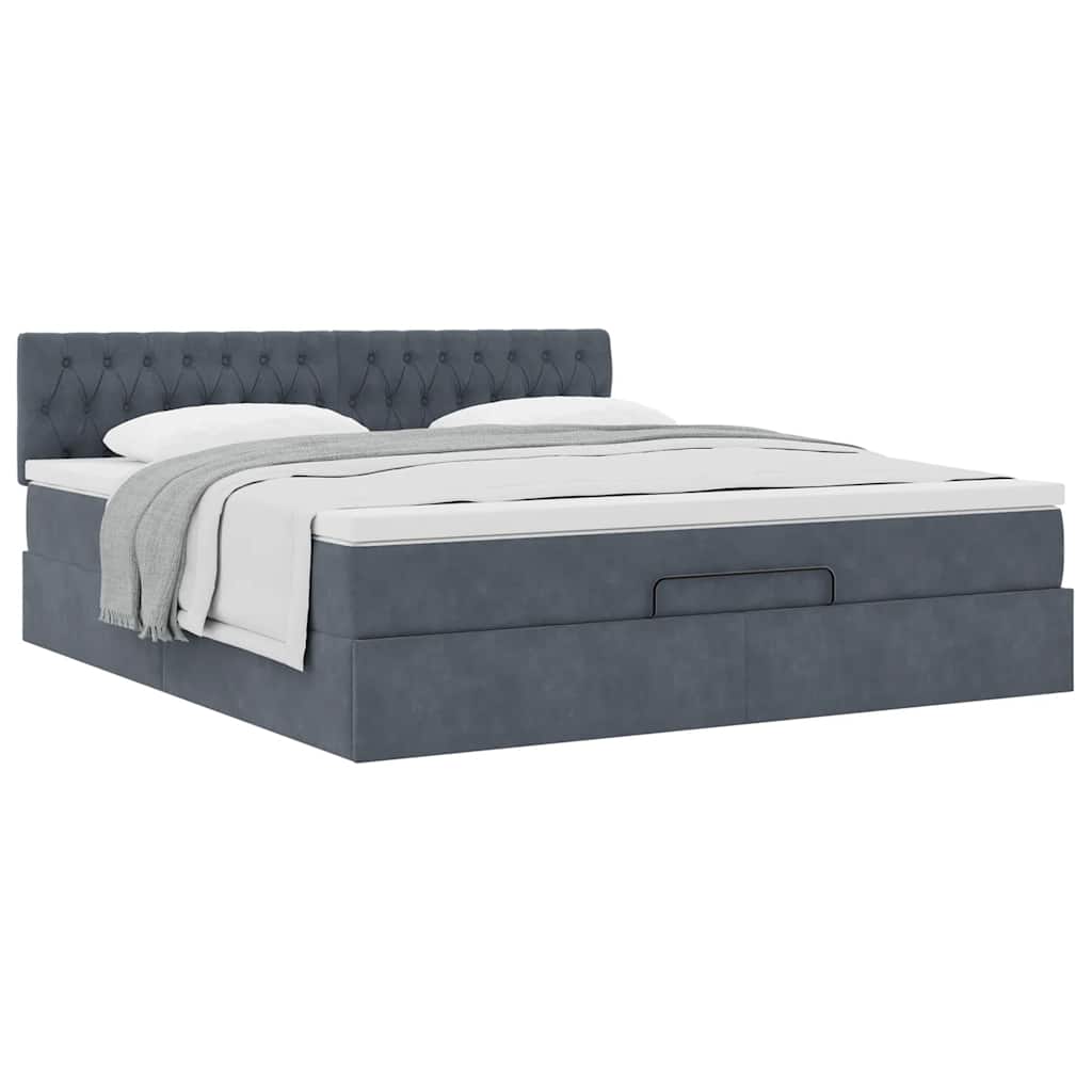 Ottoman bed met matras 160x200cm fluweel donkergrijs is nu te koop bij PeponiXL, paradijselijk wonen!