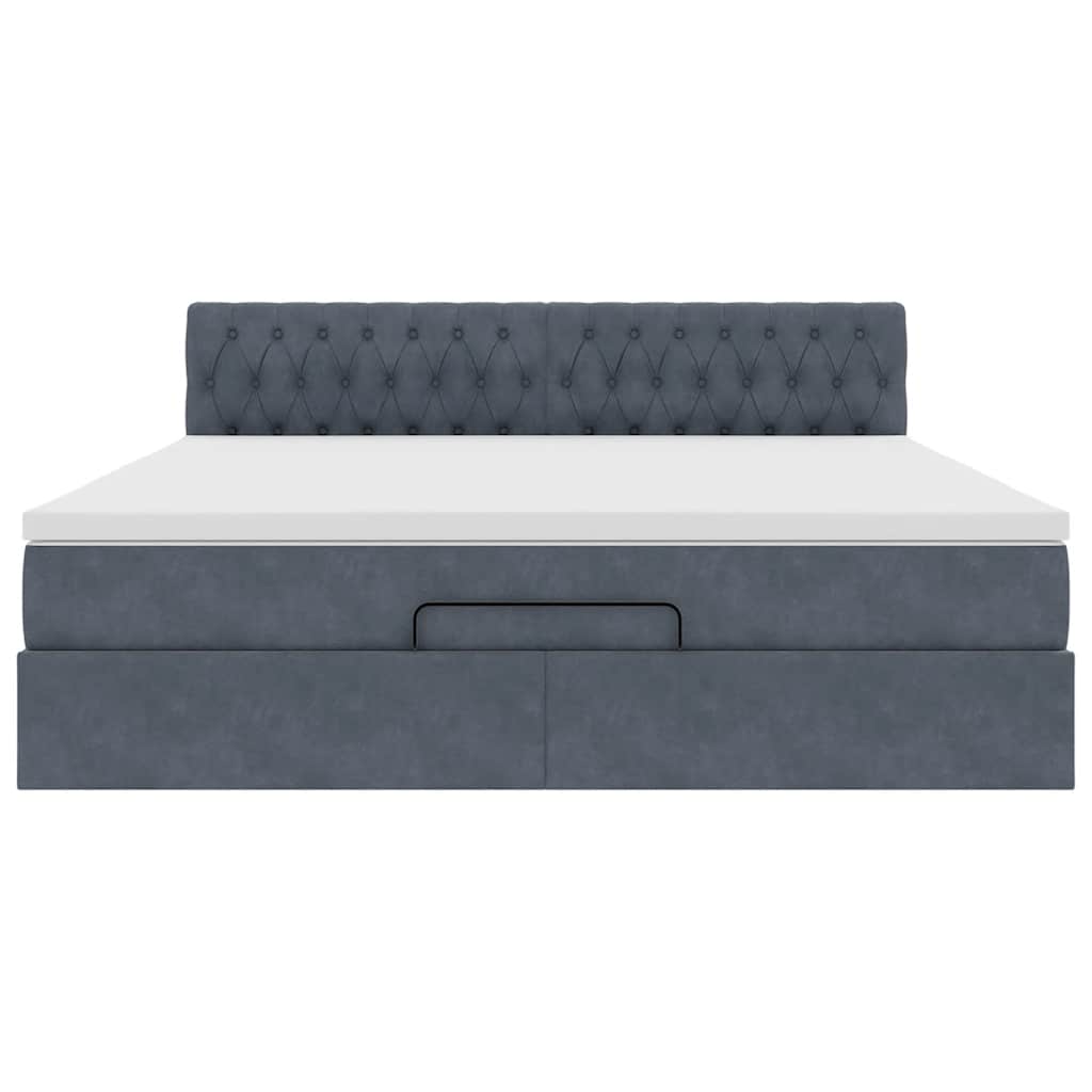 Ottoman bed met matras 160x200cm fluweel donkergrijs is nu te koop bij PeponiXL, paradijselijk wonen!
