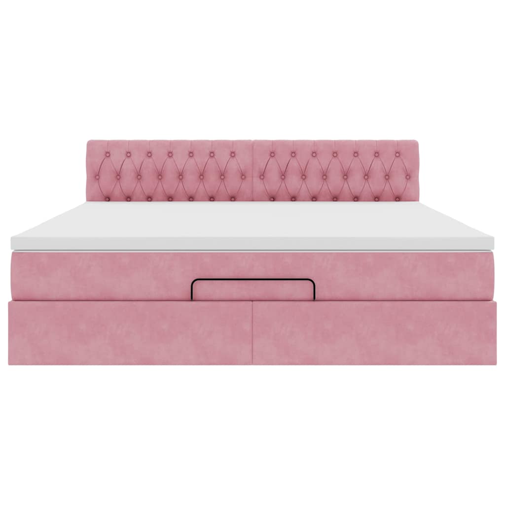 Ottoman bed met matras 160x200cm fluweel roze is nu te koop bij PeponiXL, paradijselijk wonen!