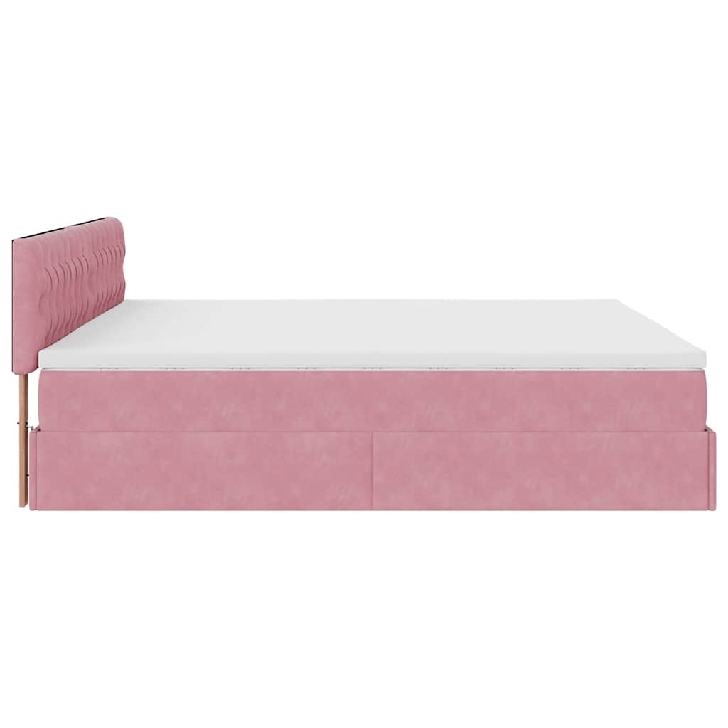 Ottoman bed met matras 160x200cm fluweel roze is nu te koop bij PeponiXL, paradijselijk wonen!