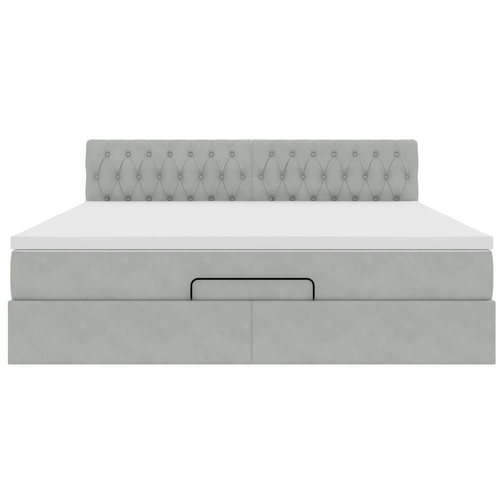 Ottoman bed met matras 180x200cm fluweel lichtgrijs is nu te koop bij PeponiXL, paradijselijk wonen!