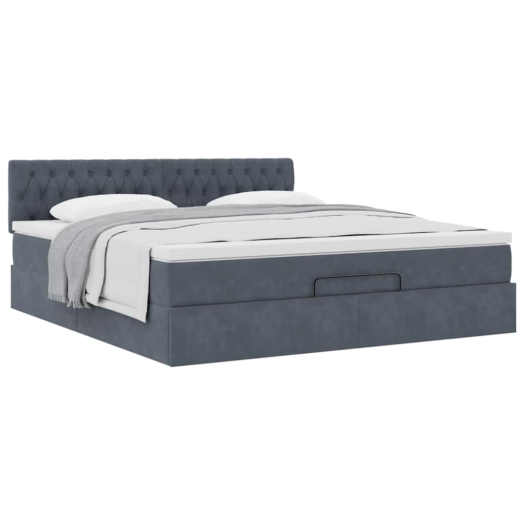 Ottoman bed met matras 180x200cm fluweel donkergrijs is nu te koop bij PeponiXL, paradijselijk wonen!
