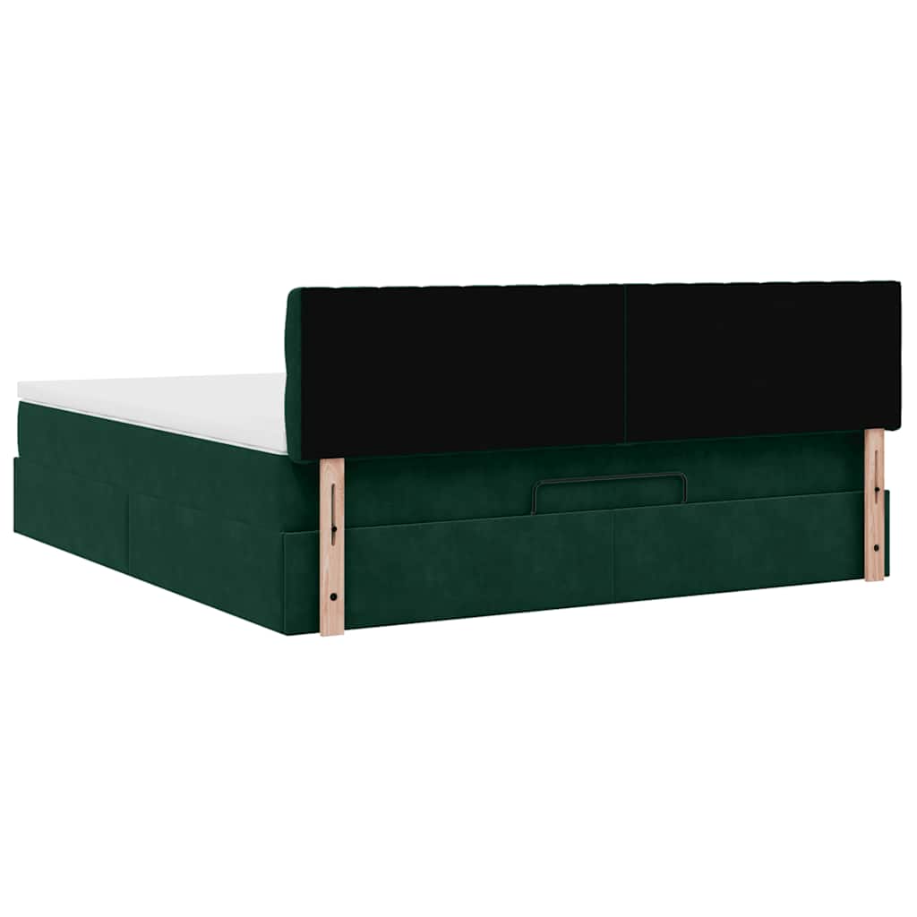 Ottoman bed met matras 180x200 cm fluweel donkergroen is nu te koop bij PeponiXL, paradijselijk wonen!