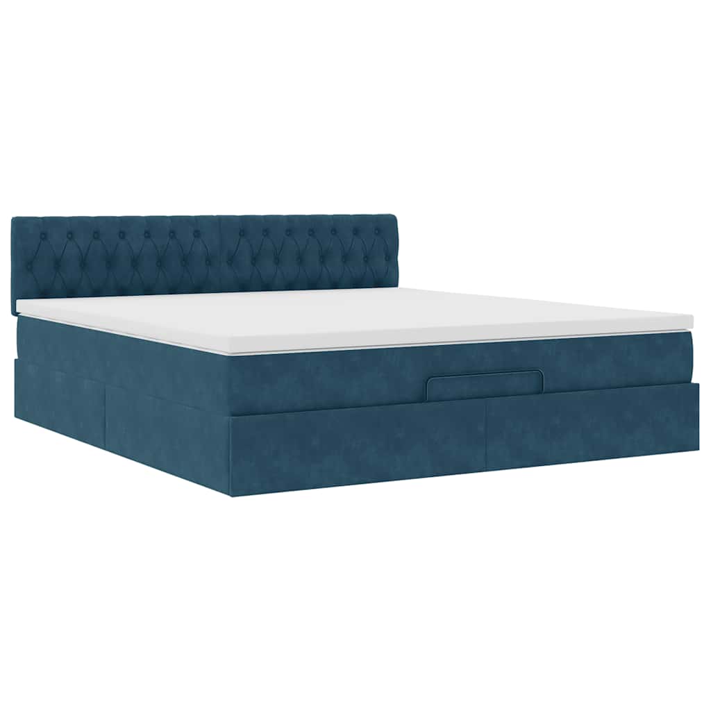 Ottoman bed met matras 180x200 cm fluweel donkerblauw is nu te koop bij PeponiXL, paradijselijk wonen!