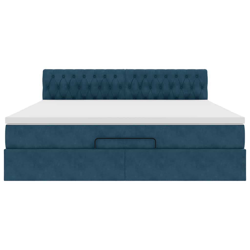 Ottoman bed met matras 180x200 cm fluweel donkerblauw is nu te koop bij PeponiXL, paradijselijk wonen!