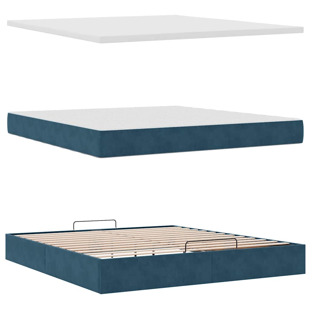 Ottoman bed met matras 180x200 cm fluweel donkerblauw is nu te koop bij PeponiXL, paradijselijk wonen!