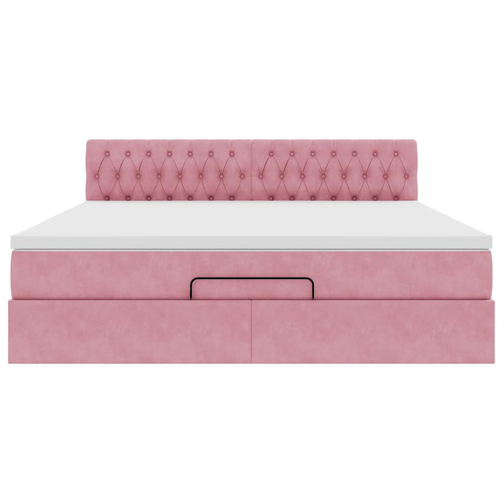 Ottoman bed met matras 180x200 cm fluweel roze is nu te koop bij PeponiXL, paradijselijk wonen!