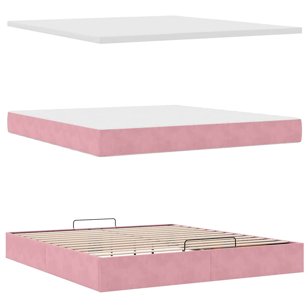 Ottoman bed met matras 180x200 cm fluweel roze is nu te koop bij PeponiXL, paradijselijk wonen!