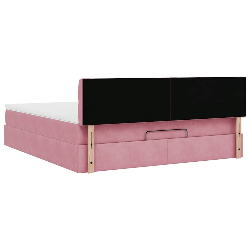 Ottoman bed met matras 180x200 cm fluweel roze is nu te koop bij PeponiXL, paradijselijk wonen!