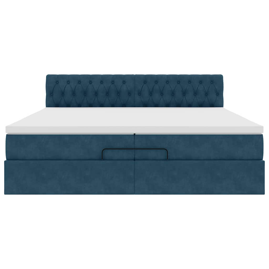 Ottoman bed met matras 200x200 cm fluweel donkerblauw is nu te koop bij PeponiXL, paradijselijk wonen!