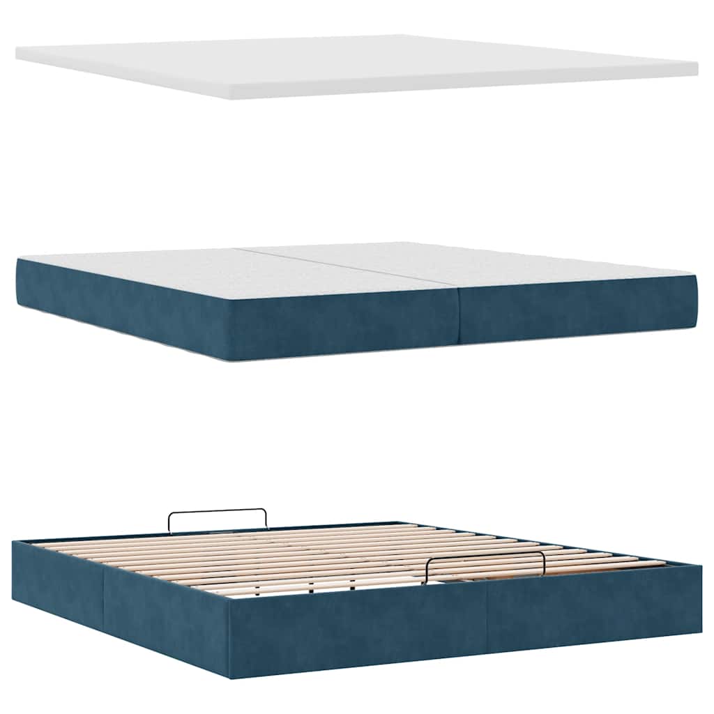 Ottoman bed met matras 200x200 cm fluweel donkerblauw is nu te koop bij PeponiXL, paradijselijk wonen!