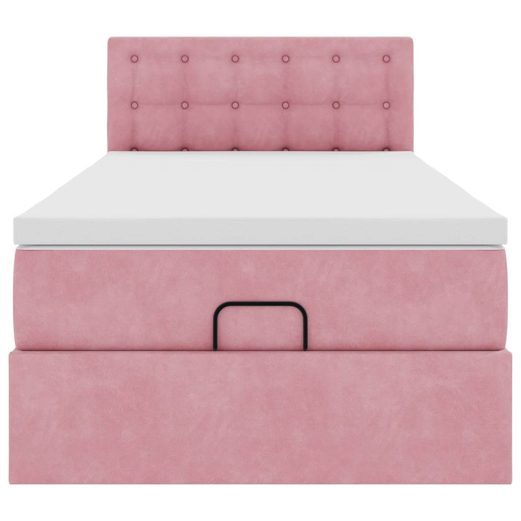 Ottoman bed met matras 80x200cm fluweel roze is nu te koop bij PeponiXL, paradijselijk wonen!