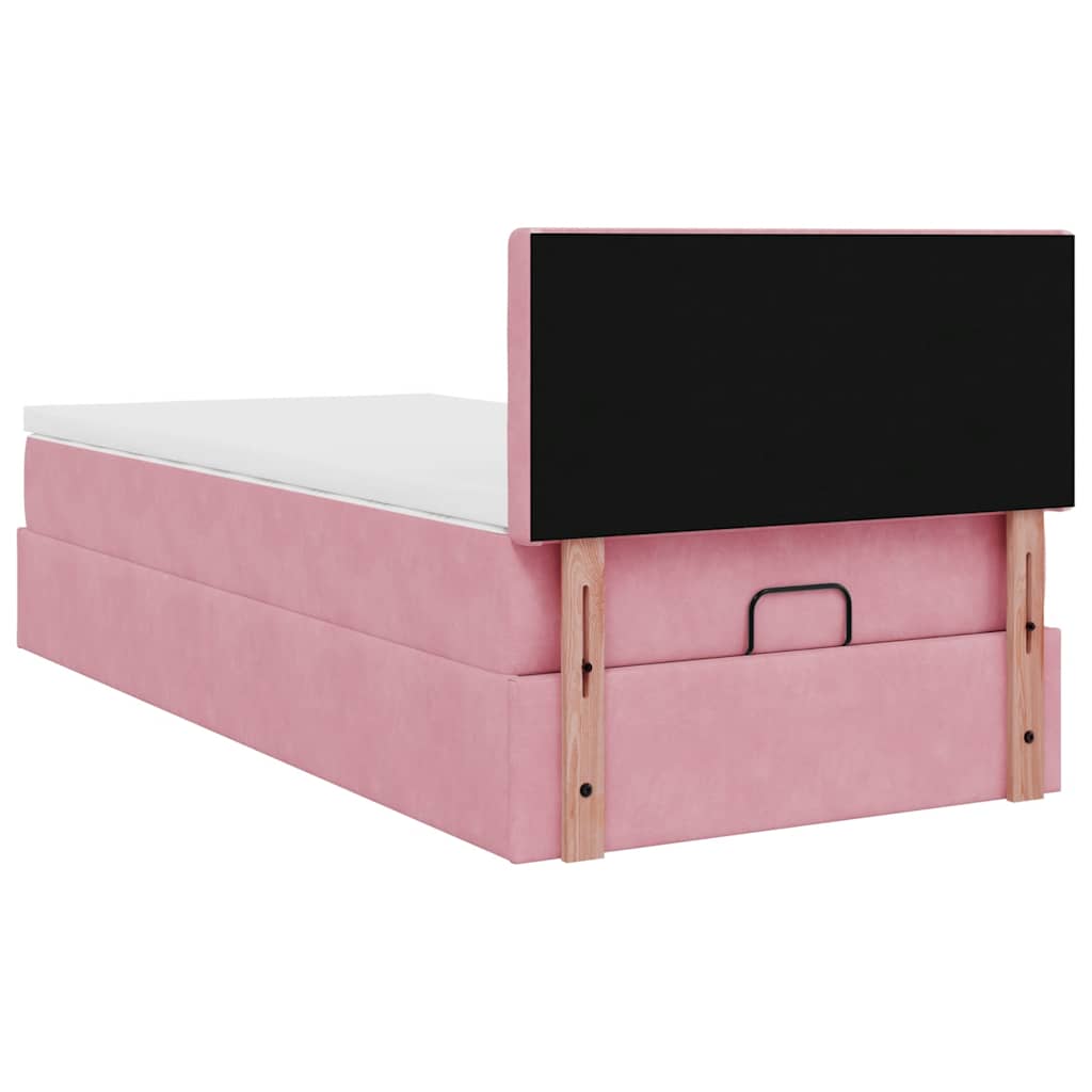Ottoman bed met matras 80x200cm fluweel roze is nu te koop bij PeponiXL, paradijselijk wonen!