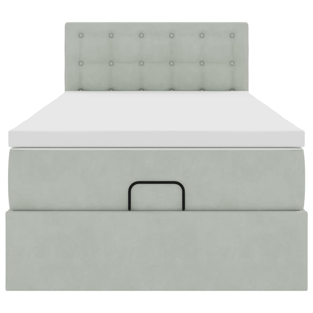 Ottoman bed met matras 90x190cm fluweel lichtgrijs is nu te koop bij PeponiXL, paradijselijk wonen!