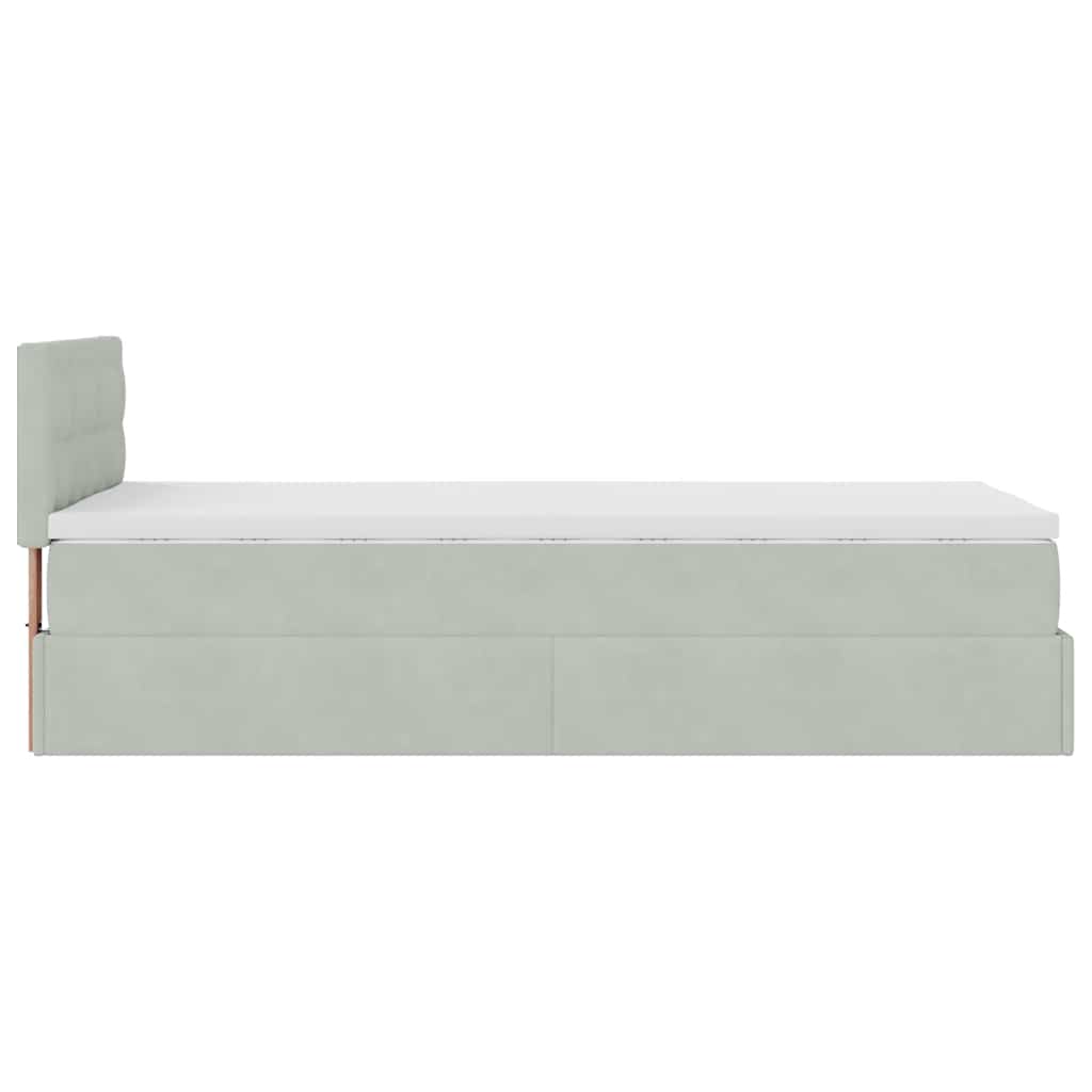 Ottoman bed met matras 90x190cm fluweel lichtgrijs is nu te koop bij PeponiXL, paradijselijk wonen!