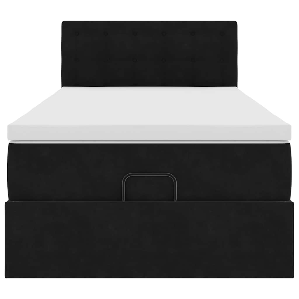 Ottoman bed met matras 90x190cm fluweel zwart is nu te koop bij PeponiXL, paradijselijk wonen!