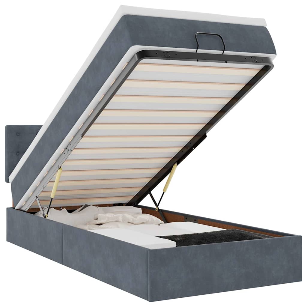 Ottoman bed met matras 90x200cm fluweel donkergrijs is nu te koop bij PeponiXL, paradijselijk wonen!