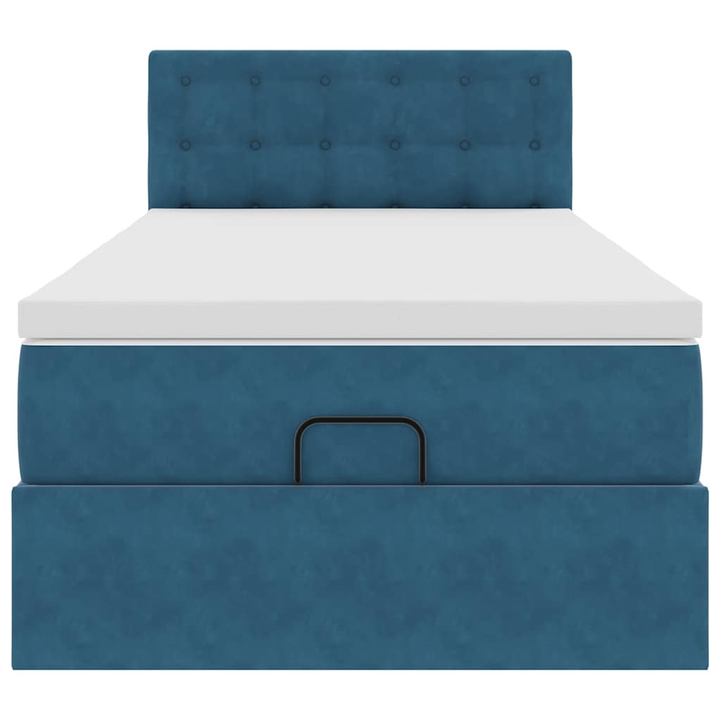 Ottoman bed met matras 90x200cm fluweel donkerblauw is nu te koop bij PeponiXL, paradijselijk wonen!
