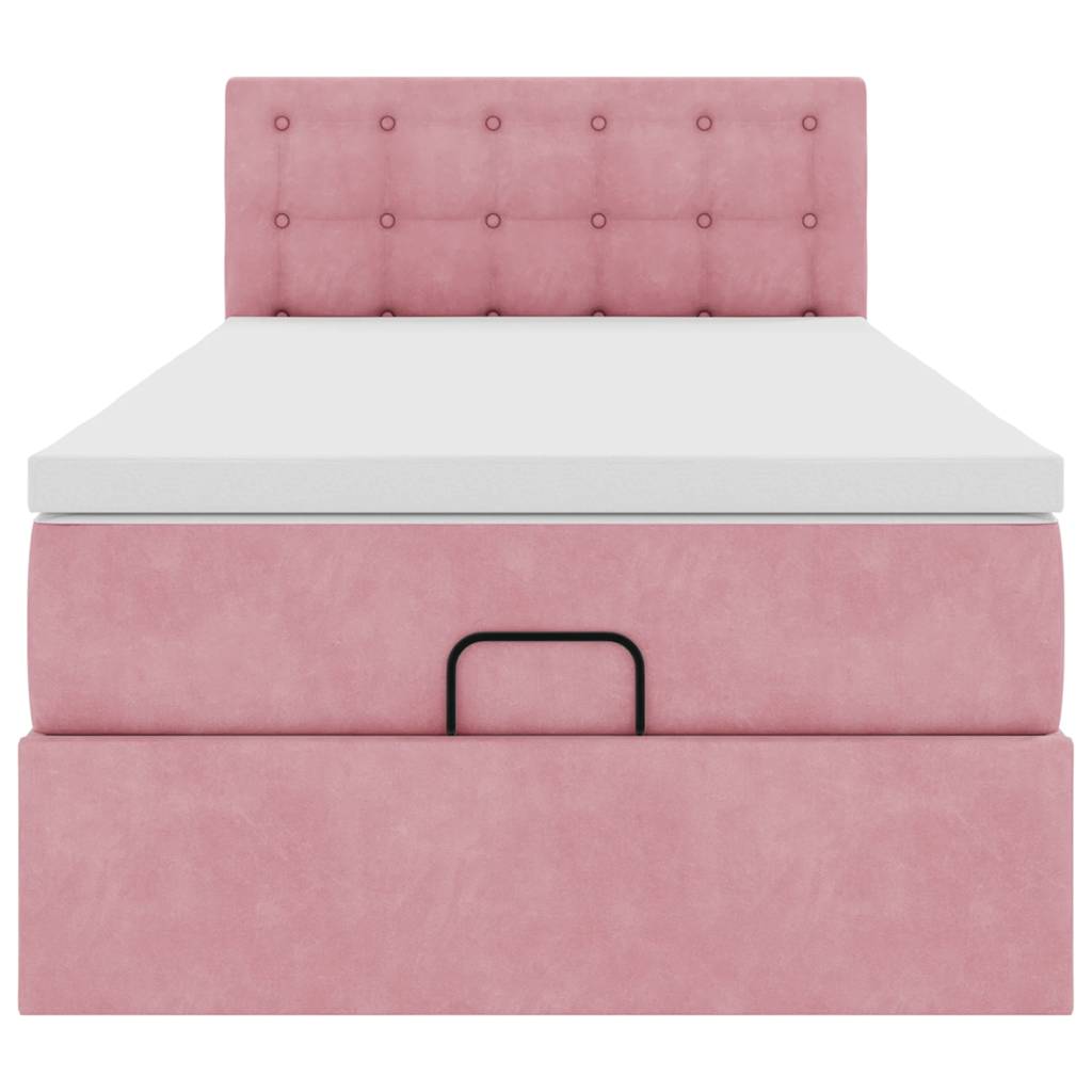 Ottoman bed met matras 90x200cm fluweel roze is nu te koop bij PeponiXL, paradijselijk wonen!
