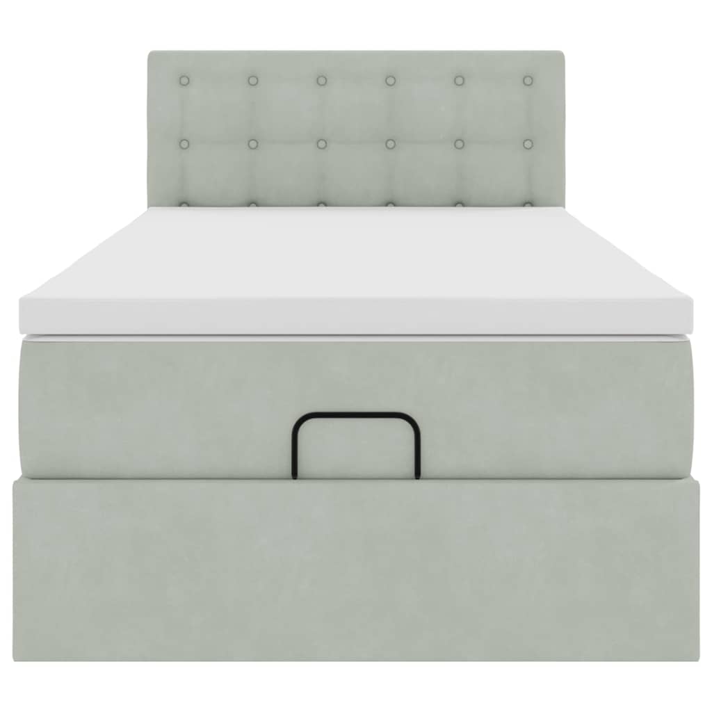 Ottoman bed met matras 100x200 cm fluweel lichtgrijs is nu te koop bij PeponiXL, paradijselijk wonen!