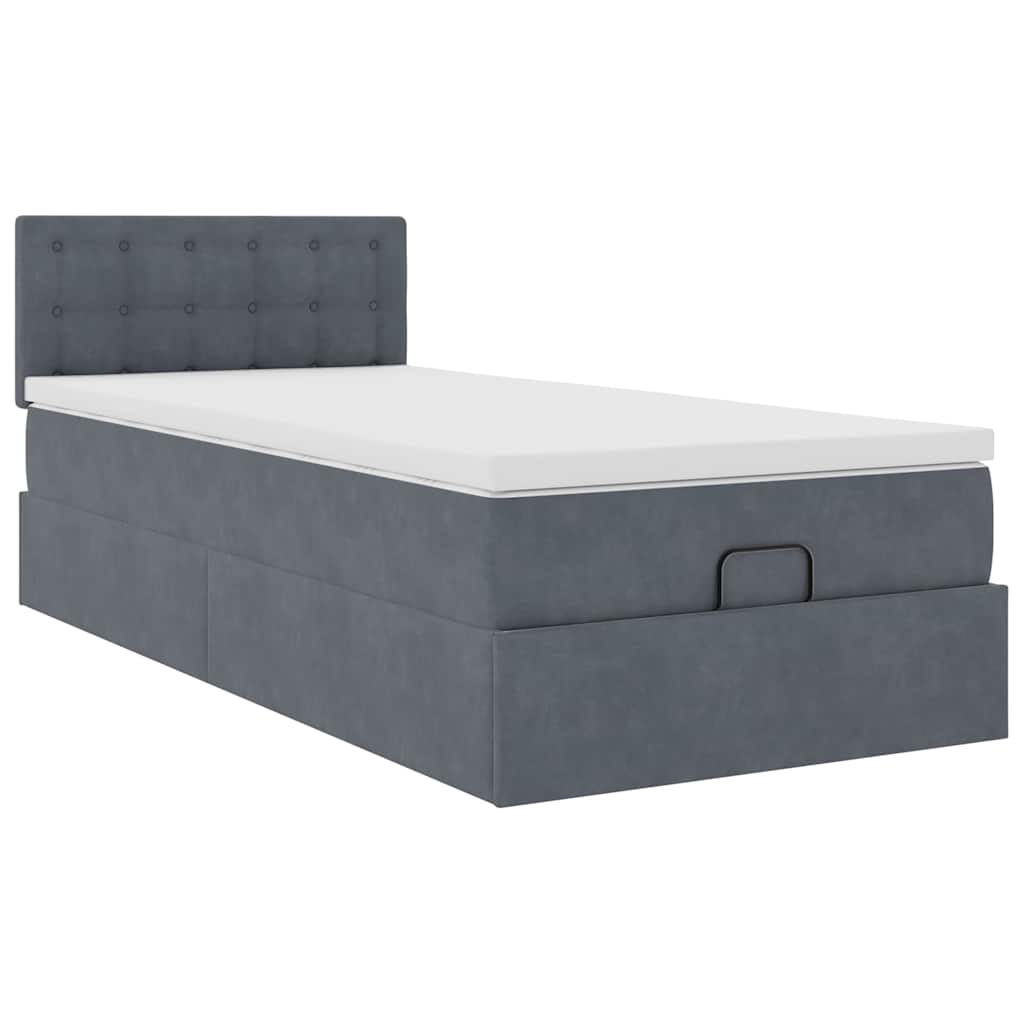 Ottoman bed met matras 100x200 cm fluweel donkergrijs is nu te koop bij PeponiXL, paradijselijk wonen!