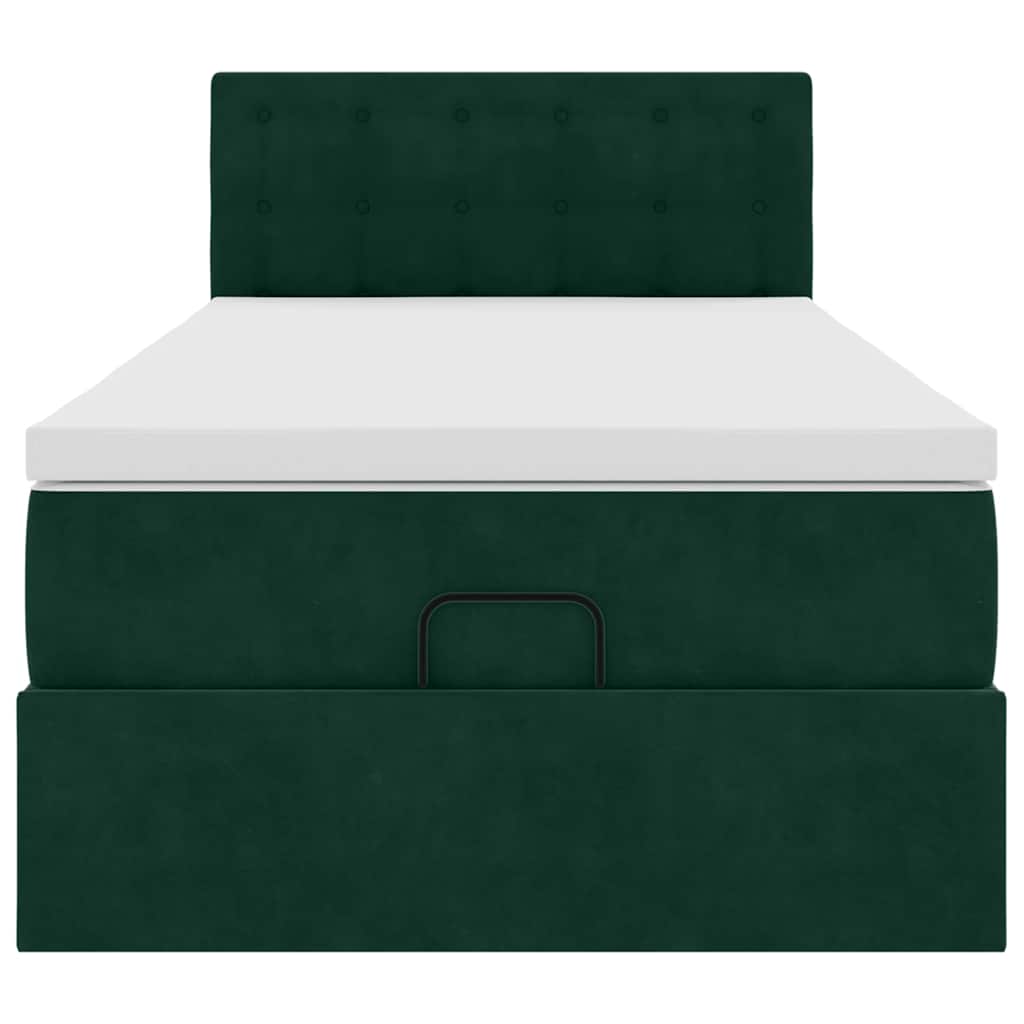 Ottoman bed met matras 100x200 cm fluweel donkergroen is nu te koop bij PeponiXL, paradijselijk wonen!